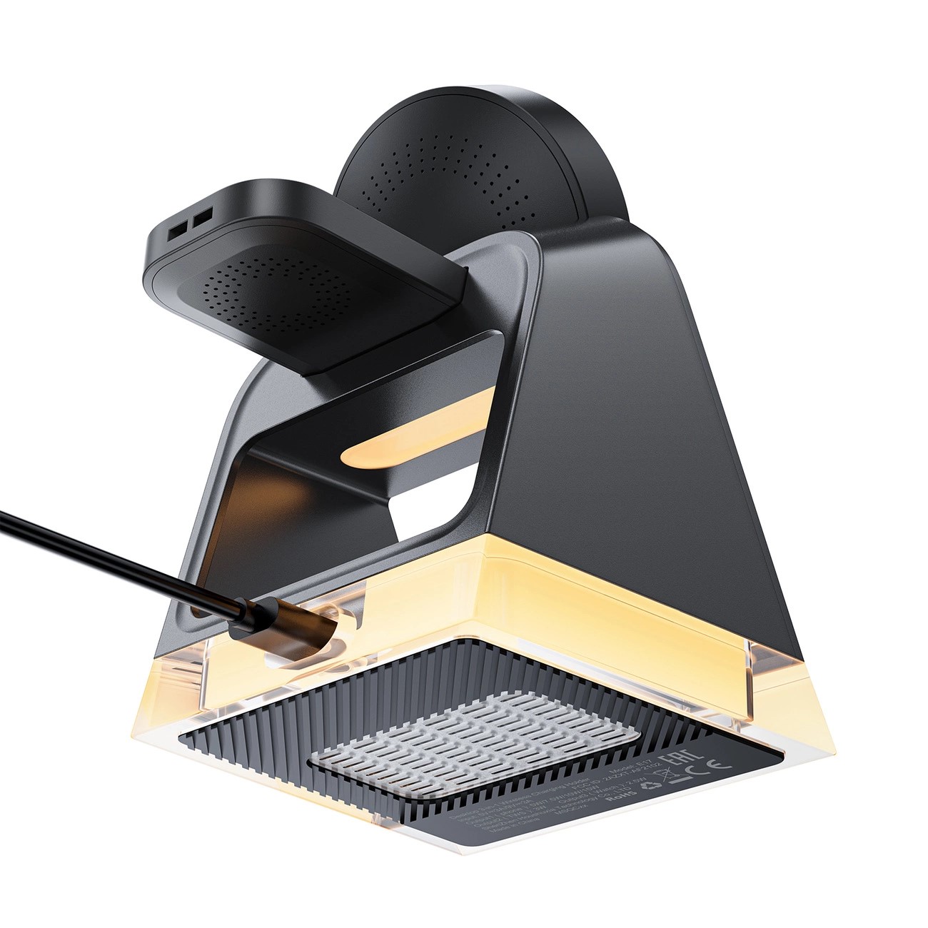 Incarcator Statie Inductie MagSafe Acefast 3in1 USB-A USB-C -Negru - 2 | YEO